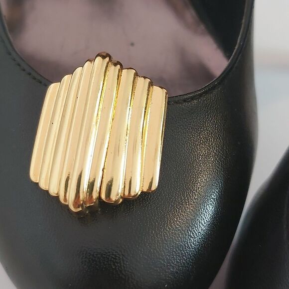 Vintage France Bluette Ribbed Ridges Gold Tone High Quality Shoe Clips - Picture 3 of 5